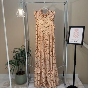 NWT River Island size 12 (UK 16) polkadot ruffle sleeve open tie back long maxi